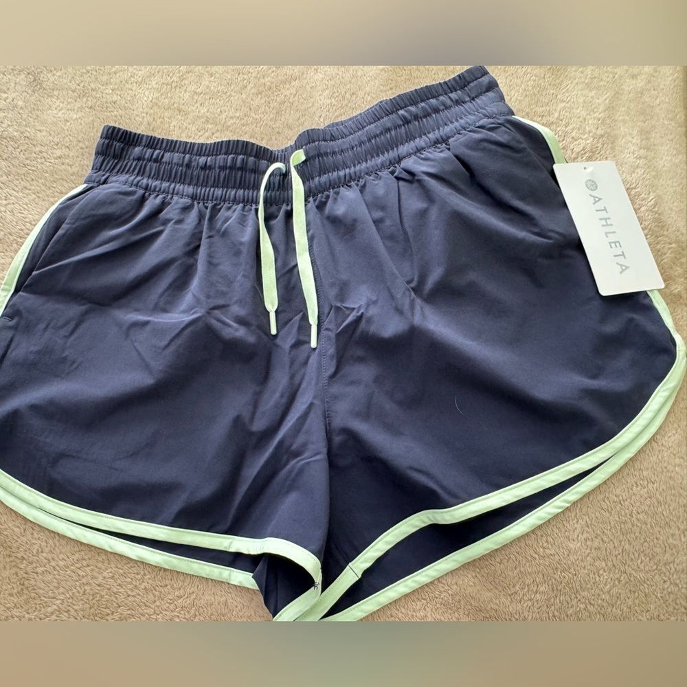 Athleta Navy and Light Green Athletic Shorts